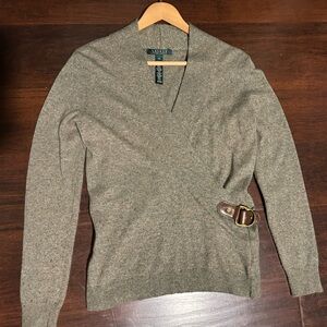 Ralph Lauren Equestrian-style Brass Buckle Sweater with 17% Wool!